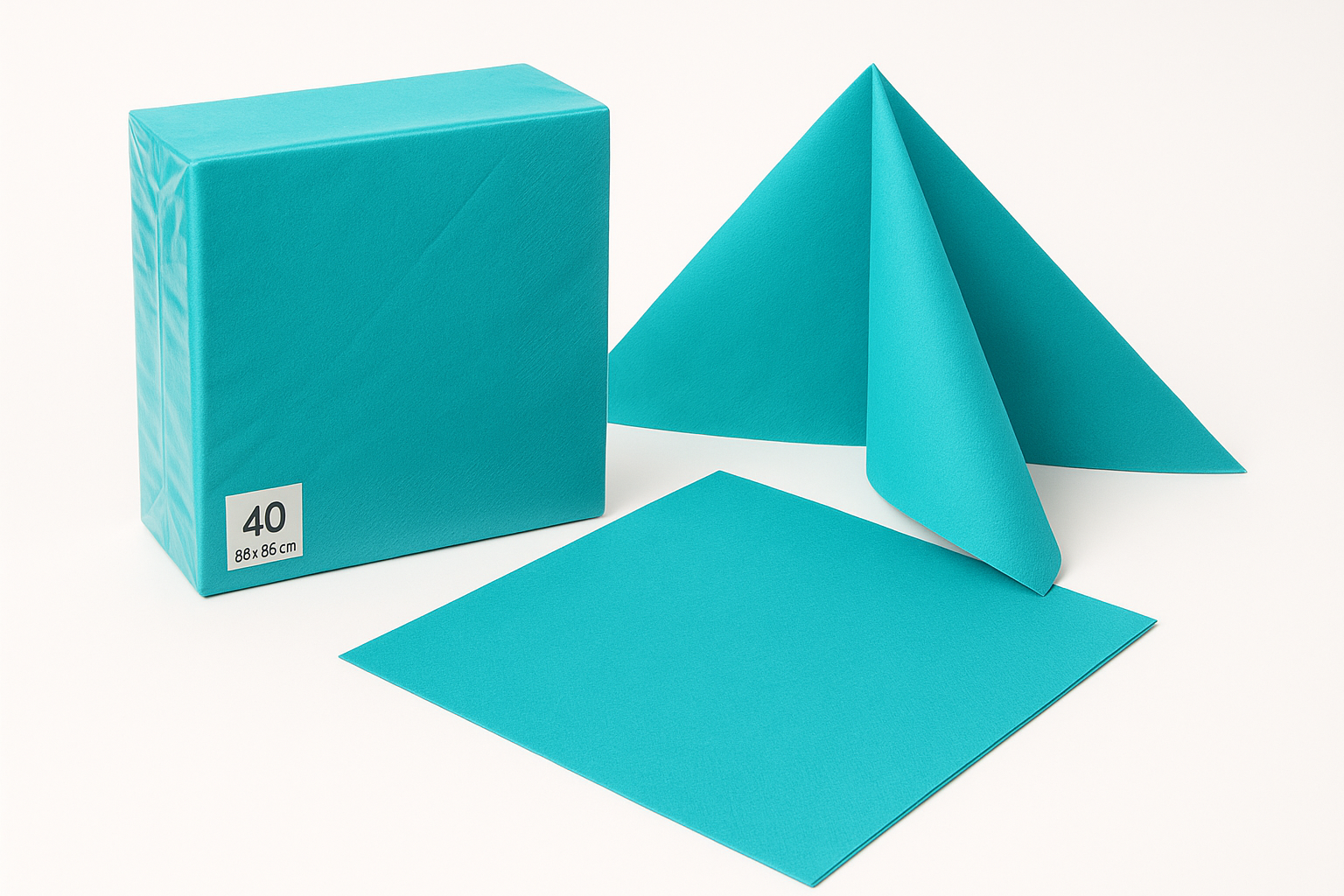Serviettes en papier Turquoise – 38×38 Paq 40